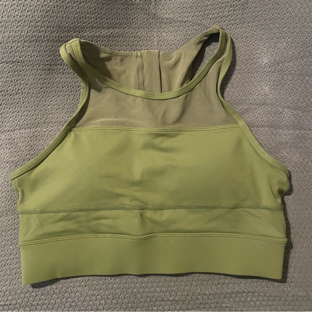 ZYIA Olive Green High Neck Sports Bra with Racerback